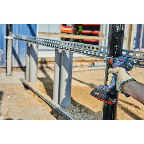 Using 18V Connected Ready Two In One Impact Driver And Socket Wrench Kit With One Quarter Inch Hex And One Half Inch Drive on metal pipe