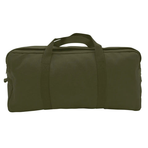 Heavy Duty Canvas Tanker Style Tool Bag For Mechanic Pros Plumbers Electricians And Athletes Built To Haul Gear With Large Main Compartment And Storm Flap Olive Drab Green 19 By 9 By 6 Inches