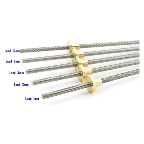 Stainless Steel Ball Screw With Brass Nut 150mm Length Rock Solid High Precision Trapezoidal Spindle For CNC Machines Lead Options