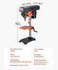 Heavy Duty Benchtop Drill Press Packing A Killer 3.2 Amp Motor And Five Speeds With Ten Inch Swing Plus Tilting Cast Iron Table, detailed view.