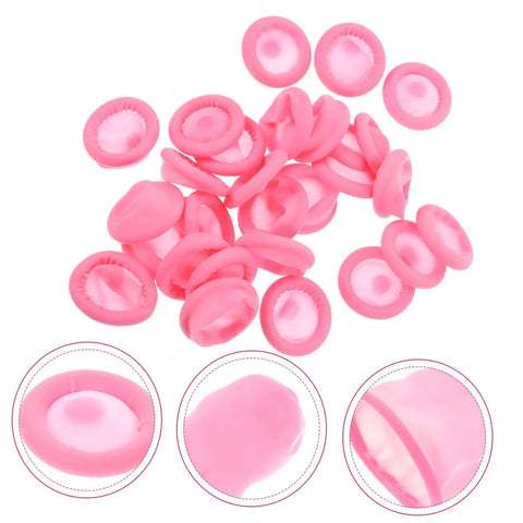 Badass 100 Pc Antistatic Latex Finger Sleeves in pink, for mechanics and crafters, providing sweat-free cushioning and grip.