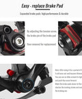 Sweet Stopping Power Heavy Duty Aluminum Alloy Mechanical Disc Brake Calipers close-up showing adjustable tension and replacement pad.