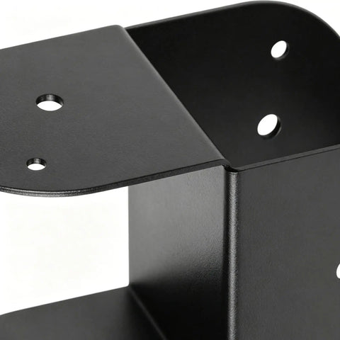 Close-up of Heavy Duty 4x4 Post Bracket Connector 4 Piece Pergola Brackets for Wood Posts Outdoor Garden Yard Fence Deck Gazebo