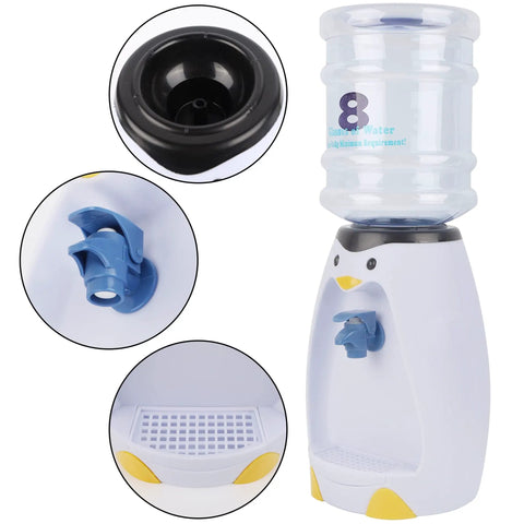 Penguin Style Mini Water Dispenser 2.5 Liter Personal Water Cooler Holds 8 Glasses No Plug Room Temperature Bottle Included