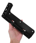 Hand holding Beefy Heavy Duty Floating Shelf Brackets Two Pack Thickened L Shaped Steel Support for wall mounting