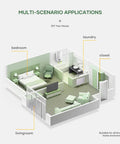 Illustration of a home layout showing bedroom, living room, laundry, and closet suitable for sliding barn door installation.