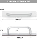 Two Pack 5.83 Inch Adhesive Cabinet Handles dimension guide for drawers, wardrobes, and sliding doors in silver zinc alloy finish