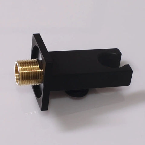 Square Solid Brass Oil Rubbed Black Handheld Shower Head With Wall Connector And Hose Set, view of brass connector detail
