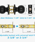 10 Pack Matte Black Privacy Door Knobs Set With Keyless Interior Door Handles And 10 Door Stoppers For Bedroom Bathroom And Passage Fits Standard 35 To 45 Mm Doors Easy Inside Turn Lock And Emergency Coin Unlock dimensions and components