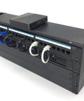 4 Pack 1U Brush Panels For 19 Inch Server Rack showing network cables organized in a heavy-duty steel frame.
