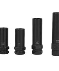 8 Piece Lug Nut Socket Set In Cr Mo Steel Thin Walled Design For Tight Spaces, Wheel Lock Removal Tool Kit, 4 sockets shown