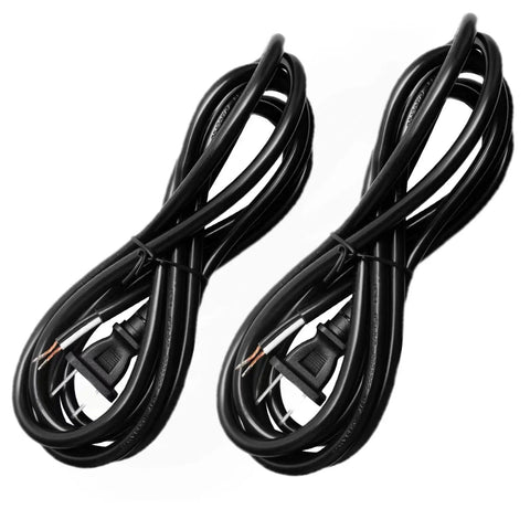 2 Prong Polarized 18 Gauge Power Extension Cord 8 Feet Open End Wire With Durable Copper Conductors Weather Resistant Vinyl Insulation