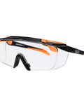 Professional Over The Glasses Safety Glasses With Clear Lens And Anti Fog Scratch Resistant Coating Ansi Z87 Plus Csa Z94 Certified heavy duty eyewear featuring rubber nose piece.