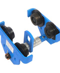 Heavy Duty Workhorse Manual Trolley For I Beam 2200 Lb Capacity With Dual Wheels Adjustable Flange 65 to 190mm Blue Finish Easy Glide Beam Trolley