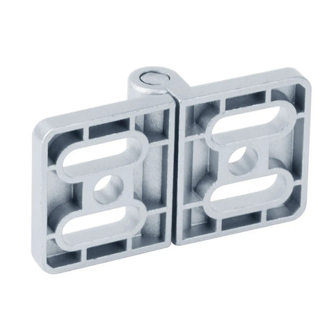 Close-up of Heavy Duty Zinc Alloy T Slot Aluminum Extrusion Door Hinges 4 Pack for 4040 and 1515 profiles, showing smooth finish.