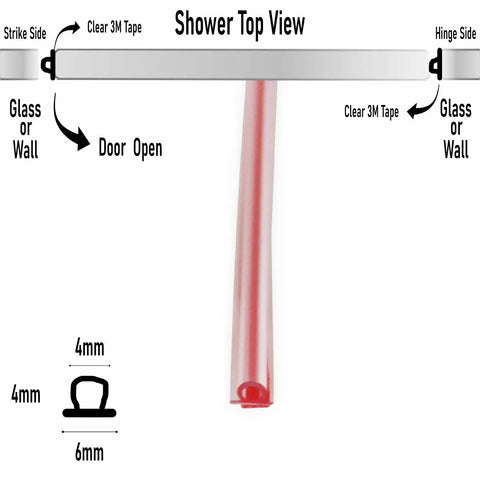 Diagram of Clear Vinyl Bulb Shower Door Seal With Pre Applied 3M Tape For 5/32 Inch Gap And Glass Up To 1/2 Inch