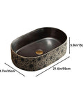 Retro Ceramic Vessel Sink for Bathroom, Oval Above-Counter Wash Vanity Sink with Accessories, 21.6in x 13.7in size.