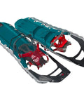 Revo Ascent Women's Backcountry Snowshoes with Paragon Bindings, 22 inch pair, showing steel teeth and bindings for alpine traction.