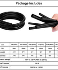 Six Piece Silicone Vacuum Tubing Hose Kit For Automotive Use, Black Flexible Vacuum Hose Set With Six Sizes Coiled and Held