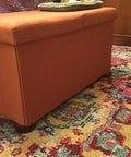 Ottoman supported by Two Inch Walnut Bun Furniture Feet For Sofa Couch And Ottoman Solid Wood Round Leg Set Of Four Predrilled M8 Bolts.