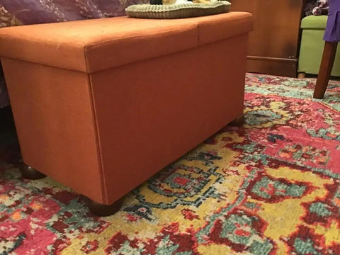 Ottoman supported by Two Inch Walnut Bun Furniture Feet For Sofa Couch And Ottoman Solid Wood Round Leg Set Of Four Predrilled M8 Bolts.