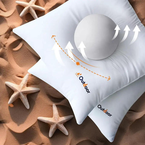 Pack Of 2 18x18 Outdoor Waterproof Throw Pillow Inserts with water resistant fabric cushions for patio and garden on sand