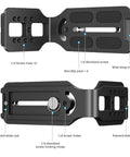 Versatile DSLR L Bracket For Quick Portrait To Landscape Swaps With Quick Release Plate shown with screw holes and non-slip pads