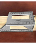 Digital Caliper, Woodworking Angle Ruler 45-90 Degree Aluminum Alloy Square measuring angles on a wooden block.