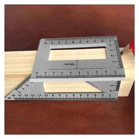 Digital Caliper, Woodworking Angle Ruler 45-90 Degree Aluminum Alloy Square measuring angles on a wooden block.