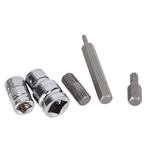 Close-up of 40 Piece Star Spline Hex Socket Bit Set For One Half Inch And Three Eighth Inch Drive Wrenches With Toolbox A Handy Pro Grade Kit