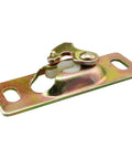 Two Piece Door Top Roller Clips With Screws And Sliding Door Hanger Plate For RVs And Storage Rooms, Compatible With One Quarter Inch To Three Eighths Inch Nuts, Easy Installation, Measures Three Inches Long By One Inch Wide, front view.
