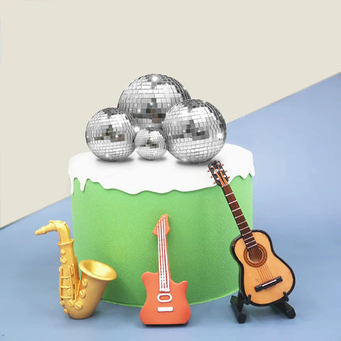 11 Piece Disco Ball Cake Decorations Set With Mirror Ball Toppers For Cakes And Party Tables Includes 4 Sizes 8cm 6cm 4cm And 2cm