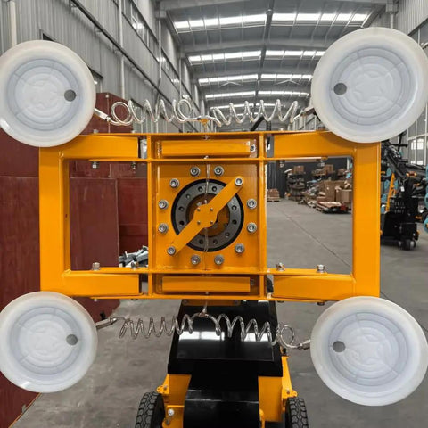 Heavy Duty Electric Glass Assembly Robot With Legit Automatic Vacuum Suction Cart showing suction cups and frame detail.