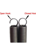 Heavy Duty Wire Tension Springs With 2mm Diameter And 11 To 500 Mm Lengths In Stainless Steel For Robust Expansion Applications That Are Totally Rad And Built Tough, showing open and closed hook.