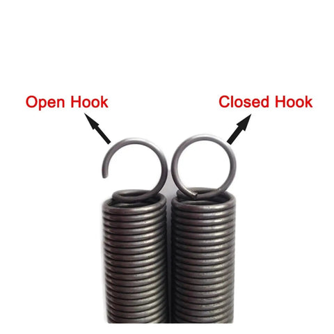 Heavy Duty Wire Tension Springs With 2mm Diameter And 11 To 500 Mm Lengths In Stainless Steel For Robust Expansion Applications That Are Totally Rad And Built Tough, showing open and closed hook.