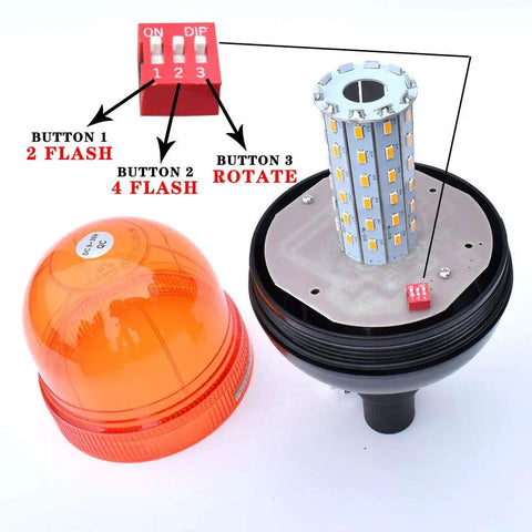 Premium Amber Led Rotating Beacon And Strobe Light With 60 Led Offering 360 Visibility For Tractors And Rigs Featuring Flexible Base And Hella Bright Flash Sequences For All Day Job Site Use