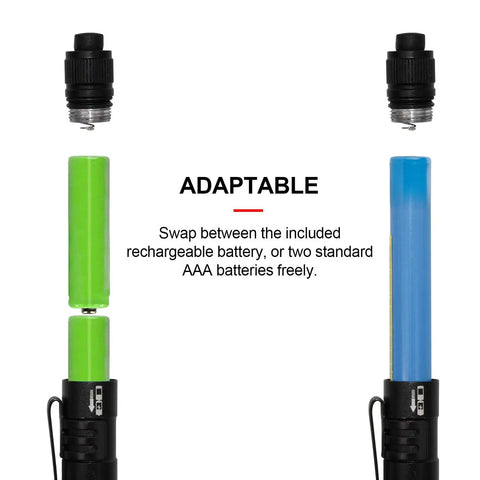 Image showing battery replacement for Rechargeable LED Pen Light Flashlight With 300 Lumens, IP67 Waterproof, highlighting AAA battery adaptability.