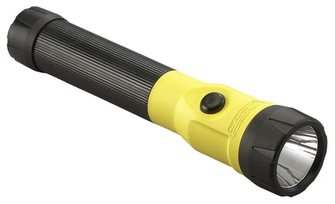 PolyStinger LED Flashlight With DC Charger And Piggyback Holder, Yellow, 485 Lumens, 335m Beam, Rugged Nylon Polymer Build, Non-Slip Grip