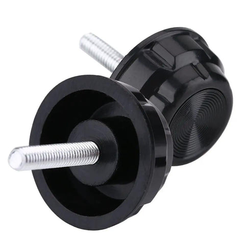 Durable Screw Cap Replacement Kit For Spinning Reels 10 Pcs Handle Caps And Gaskets, close-up view of black cap and gasket.