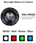 Upgraded Zoomable RGBW Flashlight With Four Color Modes Green Red Blue White Memory for Night Vision optics details