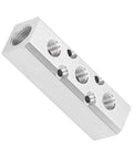 Aluminum Pneumatic Manifold Air Distribution Block With G12 Inlet And G14 Outlet 30X30mm Ports Built Tough For Industrial Grade Compressed Air Systems SY30023F displayed at an angle showing threaded ports.