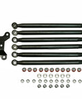 Rear Radius Rod Set For Can Am Maverick X3 64 Inch Models 2017 2023 Set Of 6 Beefed-Up To Stop Flex And Boost Stability For Off Road Trail Riding And Hard Core Rides. Black steel 6-bar kit with hardware