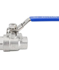 3/4 in stainless steel full-port ball valve with blue vinyl handle; female-to-female NPT, locking device