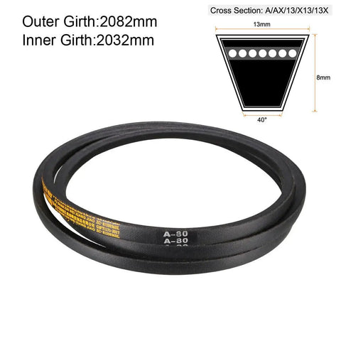 The Real Deal A80 Drive V Belt Replacement For 80 Inch Inner Length Heavy Duty Industrial Rubber Transmission Systems Built Like A Tank To Handle Daily Grind Without Giving Up, showing cross-section details.