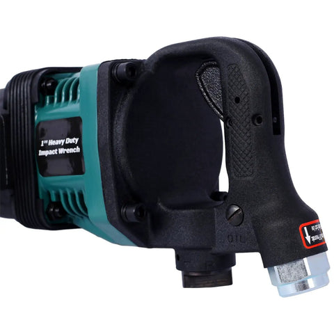 Close-up of the Hardcore 1 Inch Drive Air Impact Wrench Long Shank Pneumatic Ratchet Gun handle designed for truck tire tasks.