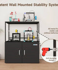 Beefy 300L Filament Storage Cabinet With Dehumidifier, black, patent wall-mounted stability system shown, ideal for 3D printing.