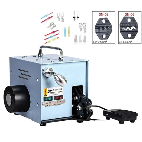 Quick As Lightning 60W Electric Terminal Crimping Tool Featuring No Sweat Adjustable Jaw Pressure, compact design for efficient wire splicing.