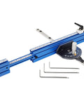 Beefy Aluminum Miter Gauge For Table Saw With Telescoping 20 To 36 Inches Fence, Repetitive Cut Flip Stop, 60 Degree Ends Blue