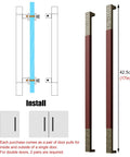 Heavy Duty Sliding Barn Door Handle Set For Exterior And Interior Use, Rectangle Push Pull Door Lever With Screws shown in 17 inch size