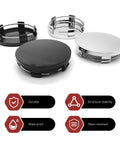 Slick Silver Wheel Center Caps Snap In Hub Covers For Cars And Suv, black and silver hub covers with durable design.